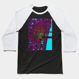 Chennai, India City Map Typography - Neon Baseball T-Shirt